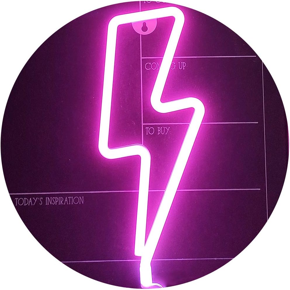 Lightning Neon Signs LED Lights Neon Art Wall Night Lamp Decorative for Kids Bedroom Office Christmas Wedding Party Decor(Pink)