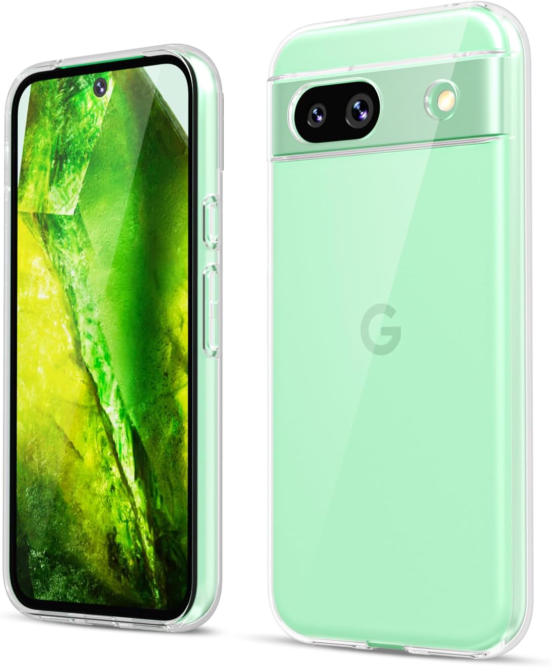 for Google Pixel 8A Phone Case Liquid Silicone Grip, Cute Thin Slim Soft Rubber TPU Plain Smooth Gel Cover for Women Girl Aesthetic Design, Matte Solid Protective & Shockproof, Clear