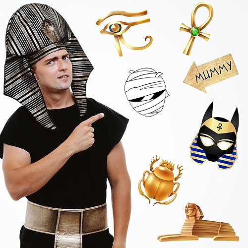 Miniatura 4 de Accesorios para cabina de fotos del antiguo Egipto, 28 piezas de accesorios para cabina de fotos del antiguo Egipto, decoraciones de fiesta de