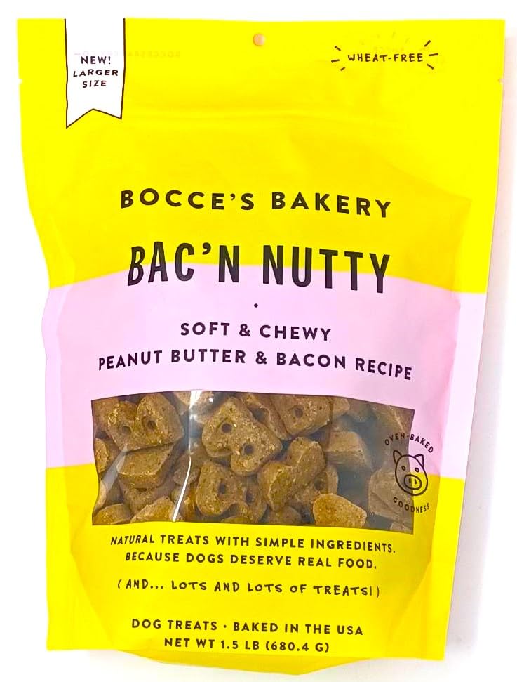 Bac'n Nutty Dog Treats. Bocces Bakery. Peanut Butter & Bacon 1.5 lb.