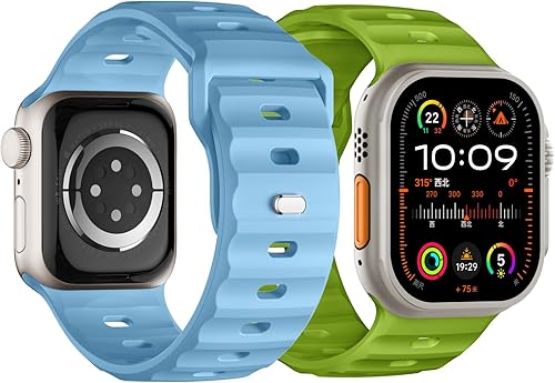 Miniatura 26 de Correa deportiva compatible con Apple Watch Ultra 2 Band de 1.929 in 1.811 in 1.772 in 1.732 in 1.654 in para hombres, correas de silicona suave