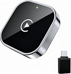 2-in-1 Wireless CarPlay and Android Auto Adapter – Mini Bluetooth Car Adapter for iPhone (iOS 10+) & Android, Includes USB-C and USB Connector, Fast Pairing, No-Delay Connection, 2026 Upgrade – Silver