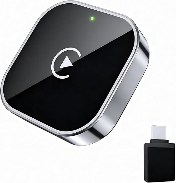 2-in-1 Wireless CarPlay and Android Auto Adapter – Mini Bluetooth Car Adapter for iPhone (iOS 10+) & Android, Includes USB-C and USB Connector, Fast Pairing, No-Delay Connection, 2026 Upgrade – Silver - 1