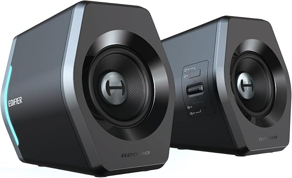 EDIFIER Official Store Edifier G2000 Gaming Speakers for PC Bluetooth 5.1 32W Hi-Fi Sound Quality Wired Bluetooth/USB/AUX Connection PC Compatible with LED Light Small Set of 2