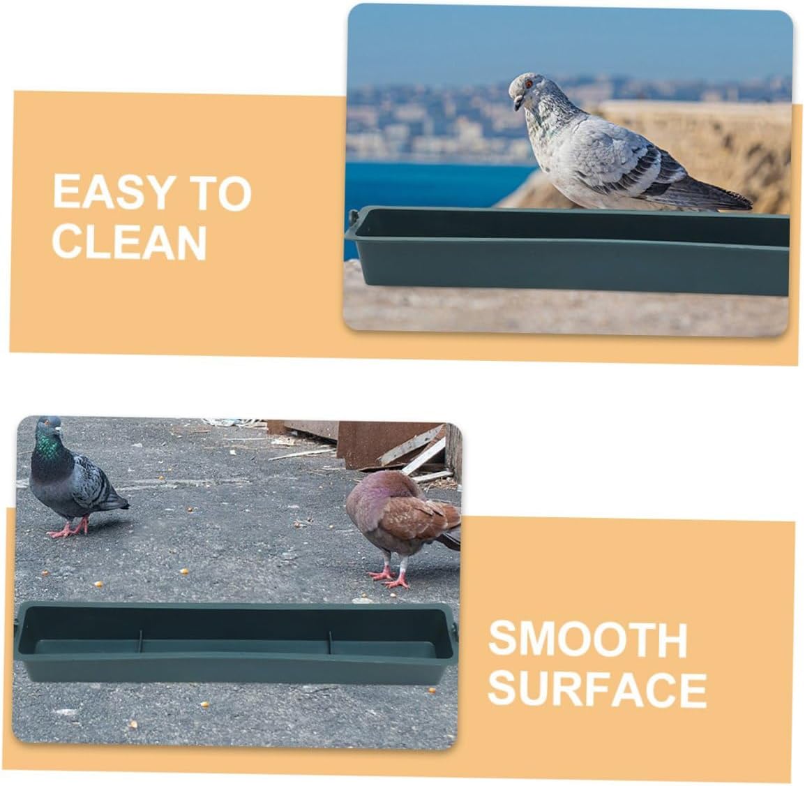 Lurrose 2pcs Plastic Bird Feeder Basket with 3 Compartments Hanging Cage Chicken Food Dispenser Anti-Spill Trough for Parakeet, Pigeon, Duck Feeding in Poultry Cages