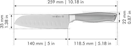 Vista 11 de HENCKELS Cuchillo Santoku de grafito afilado de 7 pulgadas, diseño alemán informado por más de 100 años de maestría, gris