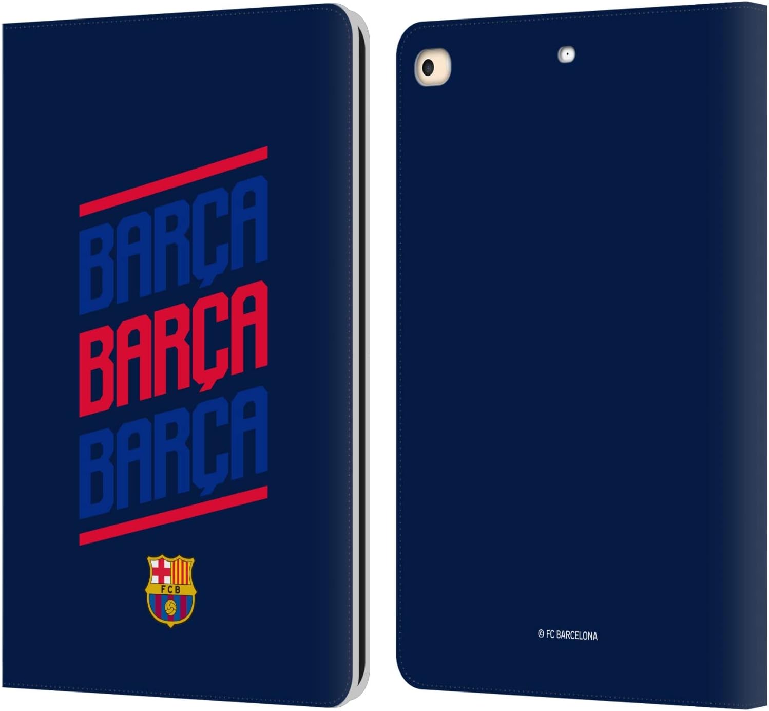 Head Case Designs Officially Licensed FC Barcelona Barca Type Graphics Leather Wallet Case Compatible with Apple iPad 9.7 2017 / iPad 9.7 2018