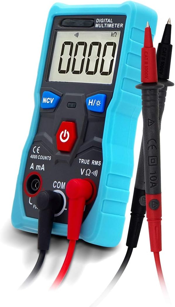 PerfectPrime DM0001, Full Automatic Portable Digital Multimeter/Multimetro automotriz Tester 4000 Counts True RMS w/NCV DATA HOLD LED lighting