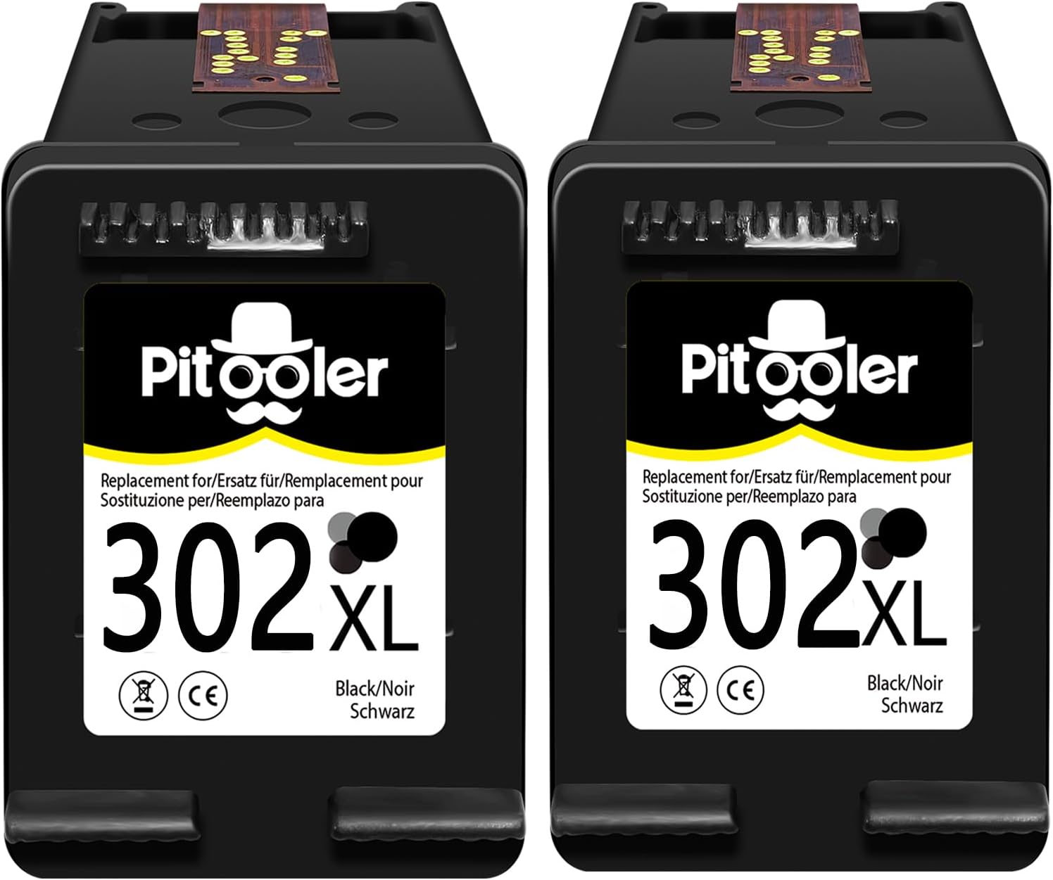 Pitooler 302 XL Druckerpatronen remanufactured für HP 302XL Schwarz Patronen Twin Pack für