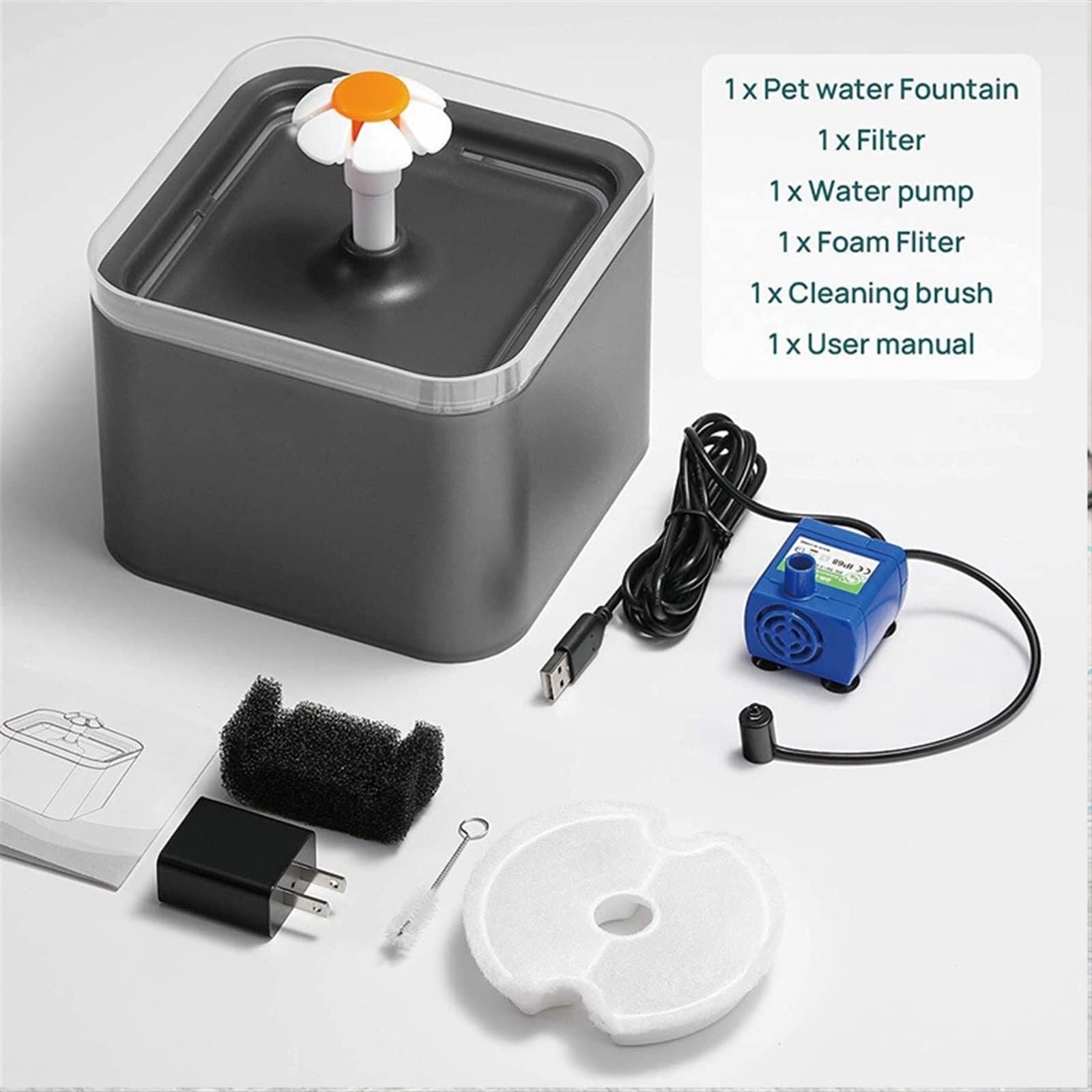 2L Automatic Cat Water Fountain with Quad Filtration, LED Light & Quiet Pump for Pets (Blue) - image 6