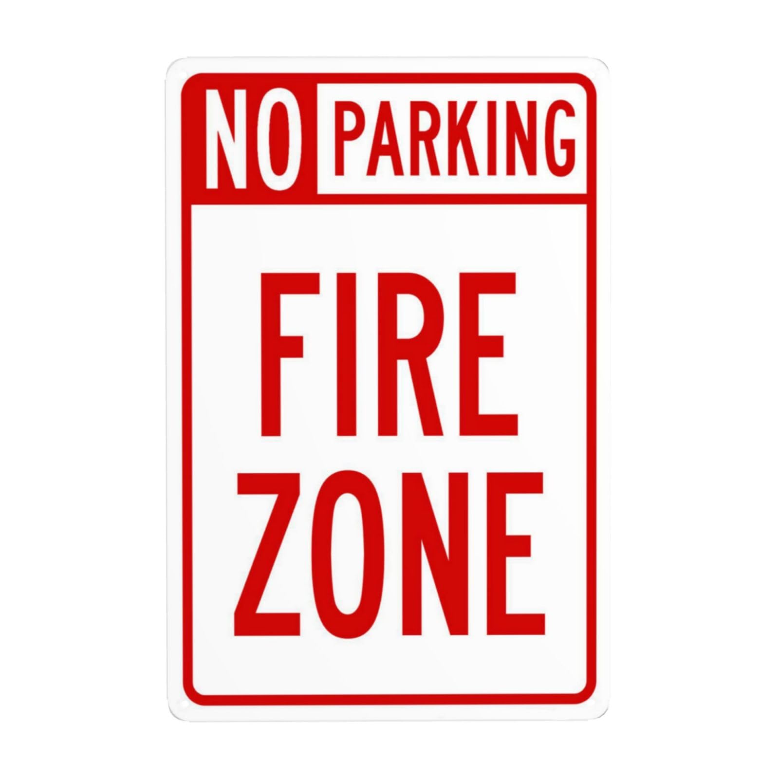 SMAZDFXX No Parking Fire Zone Metal Warning Signs, Cautions Security Tin Sign, Safety Posted Signs for Street Business Wall Decor 12"x16"