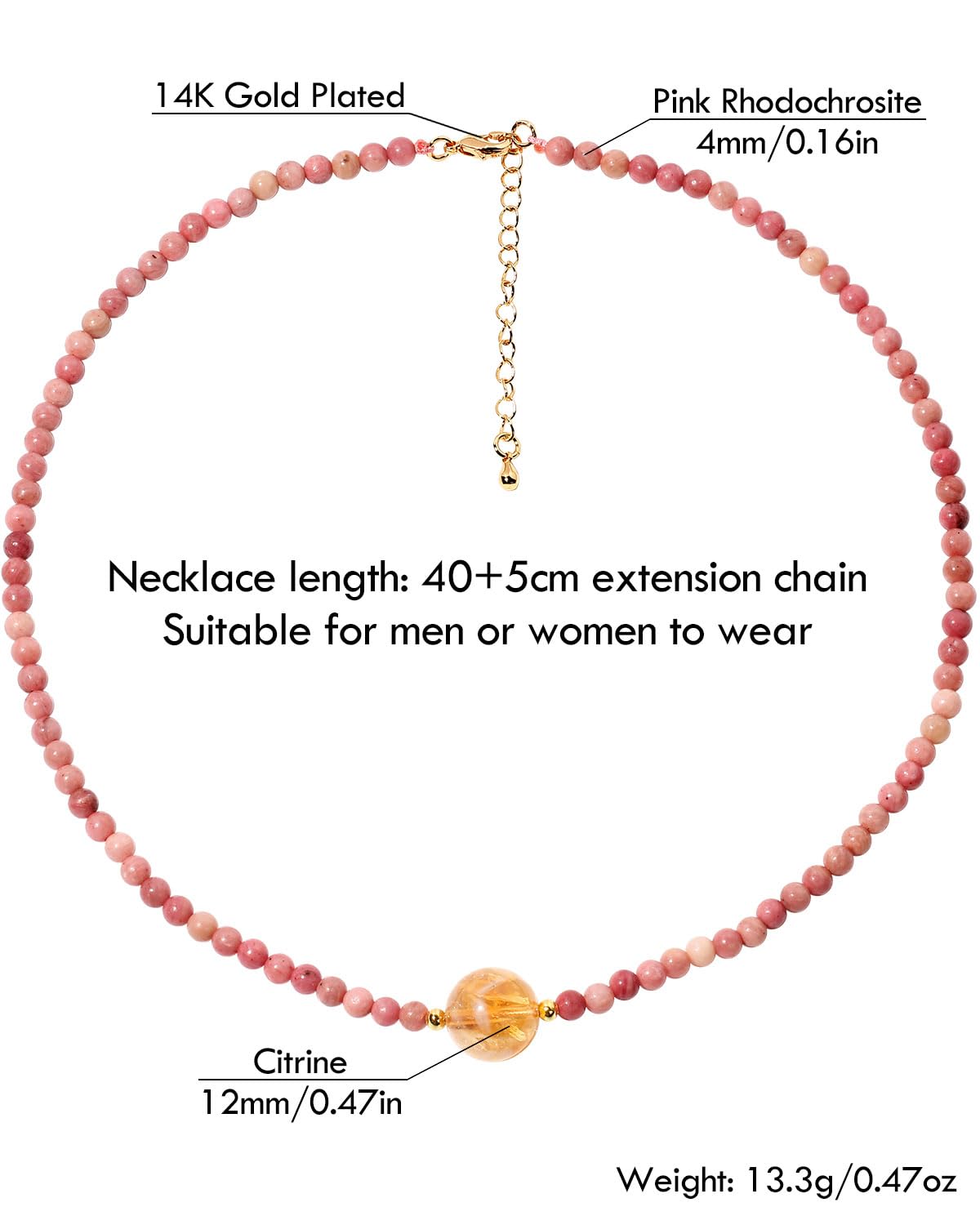 Spiritual Crystals and Stones Beaded Necklace Citrine Necklaces for Women Wealth Balance Adjustable Birthstone Jewelry Choker - Image 6