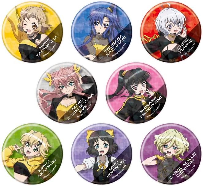Senprincess Zesshou Symphogear XV 01 Illustration Hologram Can Badge 2.2 inches (57 mm) Complete Set, Box of 8