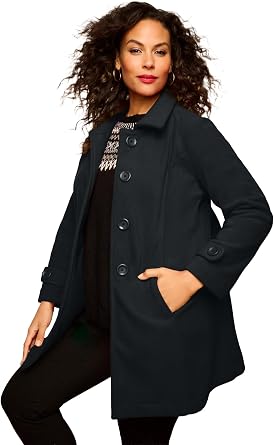 Roamans Womens Plus Size Petite Plus Size Button Up Fleece Jacket