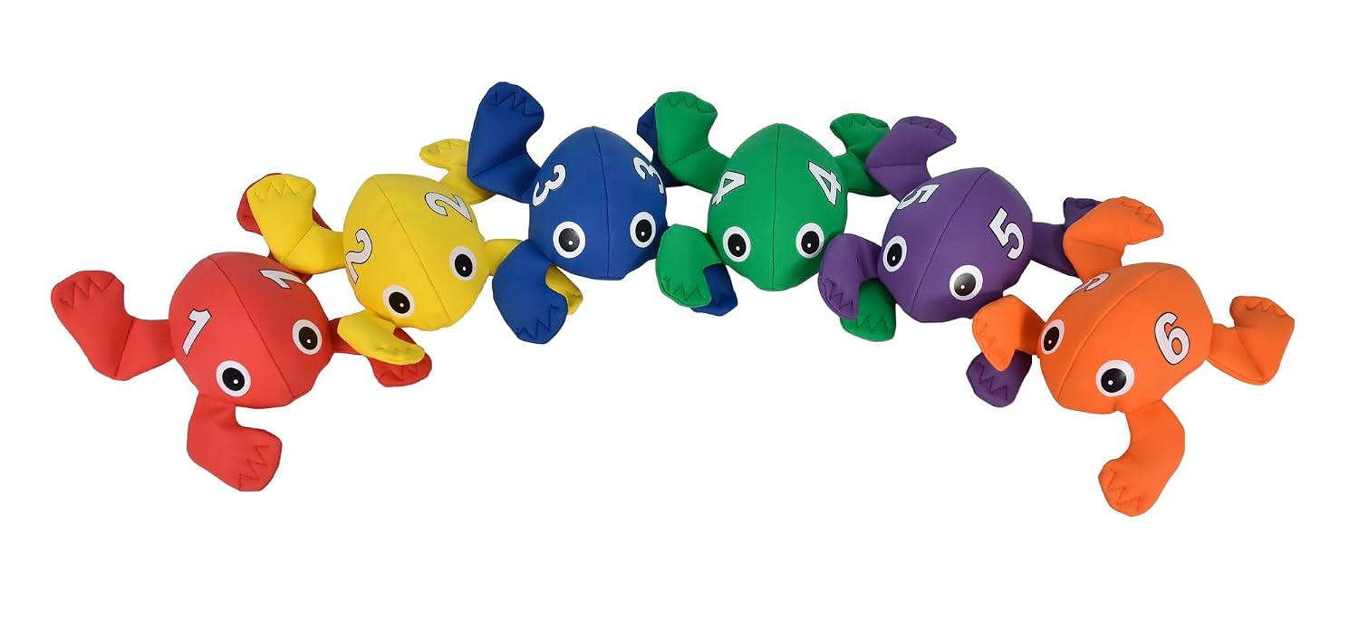 Count N Bags Bean Bag Frogs Numbered 1 Through 6 - Set of 6 - Assorted Colors