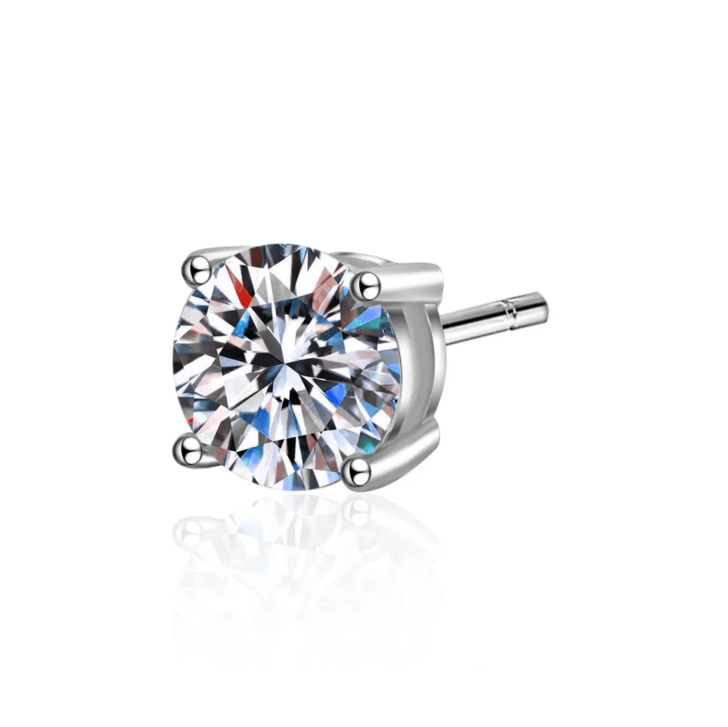 snowflake global 0.5-2 ct Single Piece 925 Sterling Silver Stud Moissanite Earring for Men, DF Color Brilliant Round Cut Friction Back-picture-14