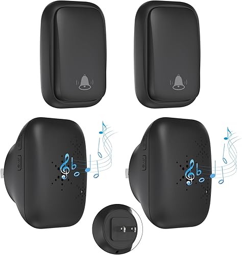 Miniatura 17 de Timbre inalámbrico autoalimentado con enchufe de EE. UU., sin batería, distancia de 38 canciones, timbre de puerta para exteriores, impermeable,