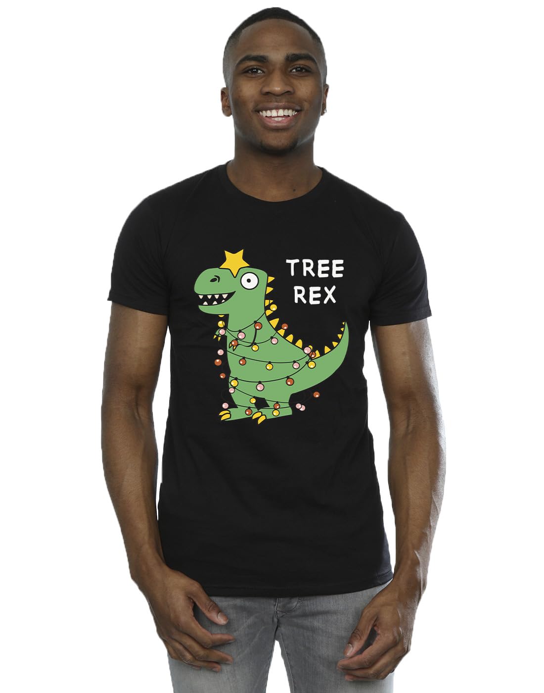 Absolute Cult Christmas Men's Tree Rex T-Shirt Black XX-Large