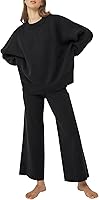 Vista 1 de LILLUSORY Conjunto de 2 piezas para mujer, sudadera de punto de gran tamaño, pantalones de pierna ancha, conjunto de descanso