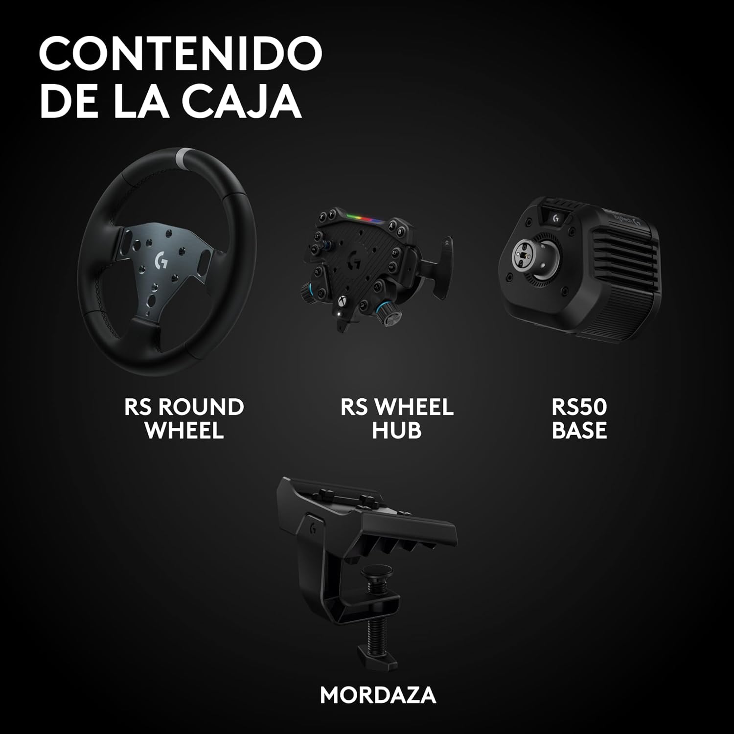 Logitech G RS50 System, setup de volante de simulación de 3 piezas – Base de volante RS50 con accionamiento directo de 8 N⋅m, RS Wheel Hub con 13 botones y RS Round Wheel de 28 cm – Xbox/PC – Negro 10