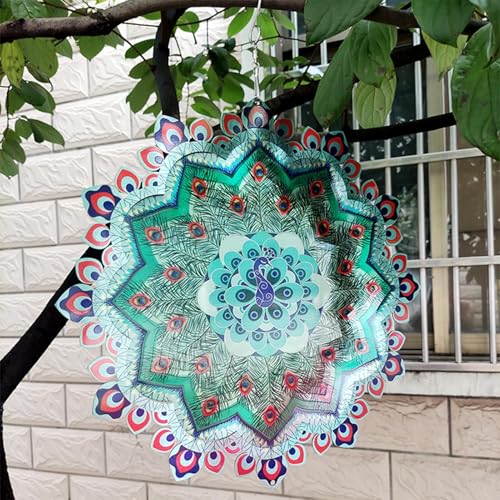 Molinillos de viento de flores | Esculturas de viento de acero inoxidable para colgar | Jardín decorativo reflectante de 12 pulgadas | Suministros de arte para patio, porche, hogar y patio trasero