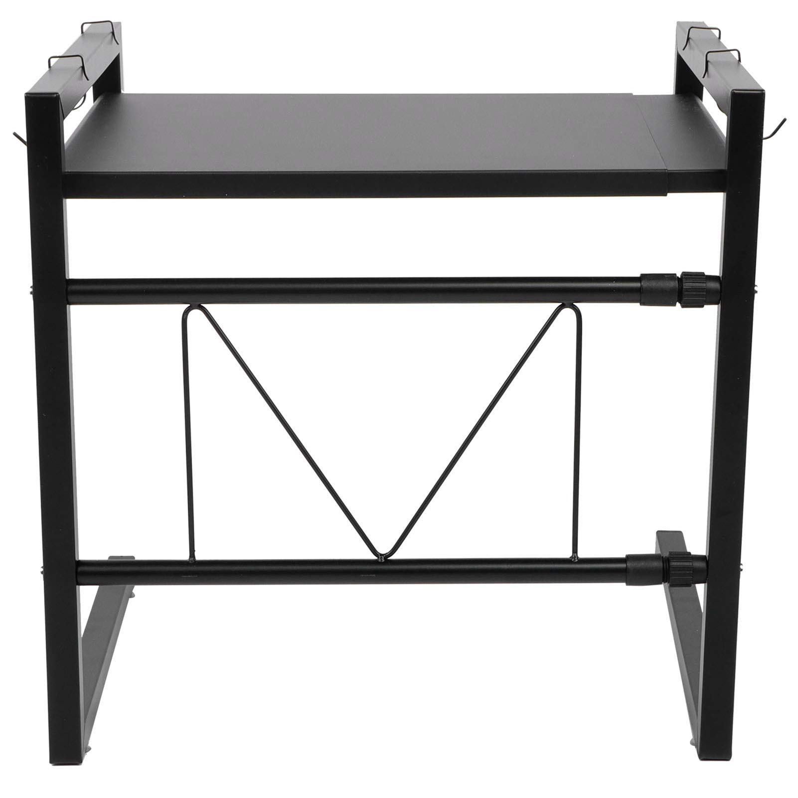 Cocoarm Rejilla Negra para Horno Microondas Soporte para Microondas de Acero Al Carbono Estante Ajustable de 17,3 a 26 X 14 X 16,9 Pulgadas Capacidad de 25 Kg con 4 Ganchos para Encimera de Cocina