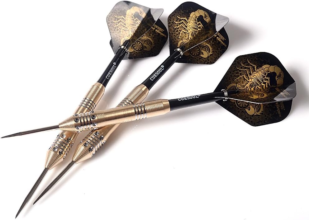 CUESOUL Steel Tip Darts Set 20/22/24 Grams with Deluxe PU Darts case-Black Scorpion Series