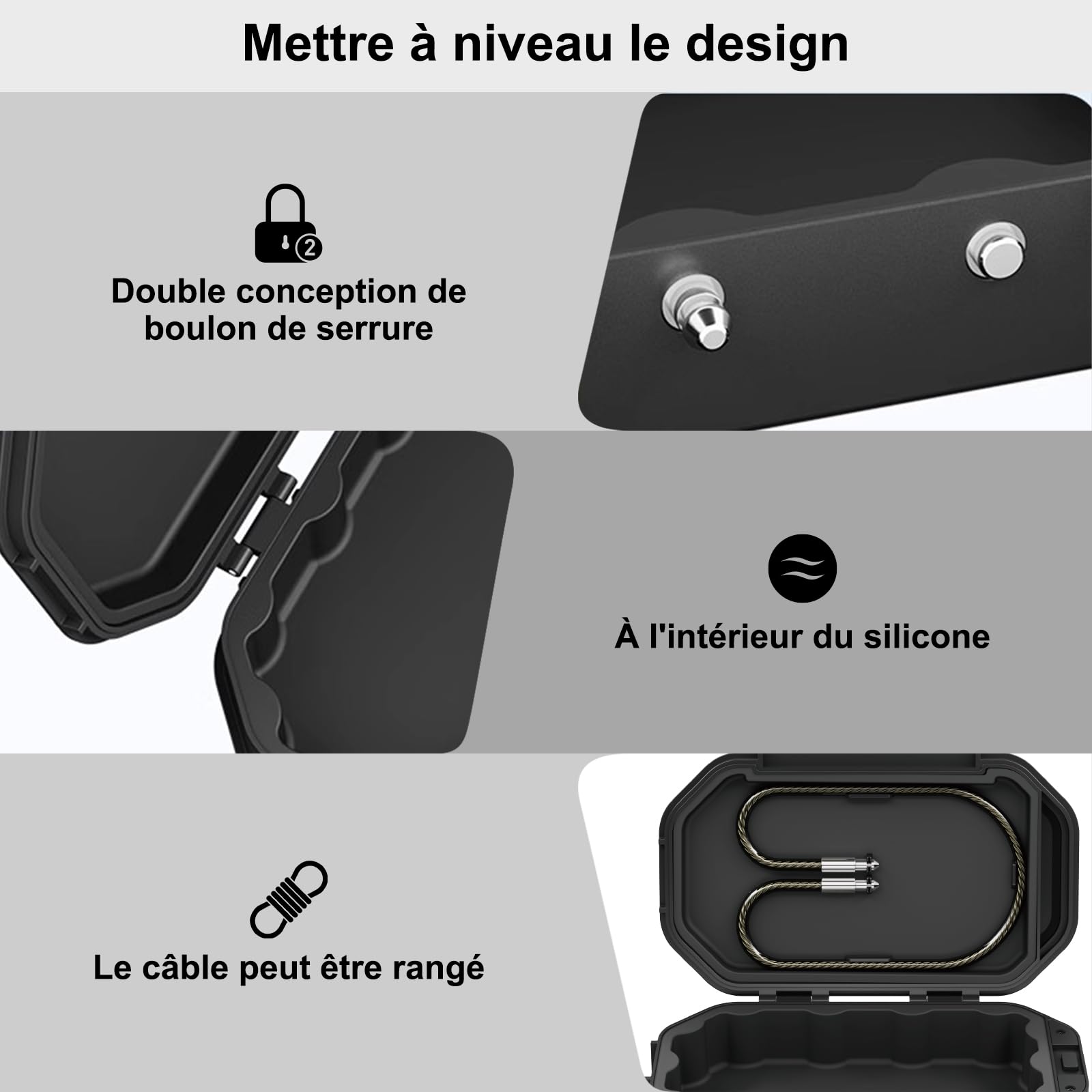 [IP68 & 2 Tête Verrou]Diyife Coffret Fort Portable Sécurisé, 4 Chiffres Combinaison Petit Coffre Fort, Doublure en Silicone, Câble en Acier Amovible-Anti-Coupure et Anti-Perte, pour Maison Hôtel Plage