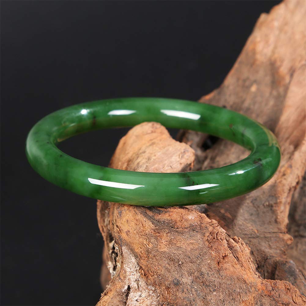 AKT Jade Bangle Pulsera Grado A Esmeralda Verde Natural Bisutería Artesanal para Mujer, Diámetro Interno 53-55 Mm