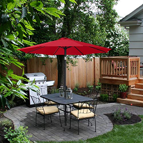 Image of ABCCANOPY 7.5FT Patio Umbrella Outdoor 6 RibsTable Umbrella(Red) | Fade & UV Resistant Fabric,6 Fiberglass Ribs,Smooth Crank System,Wind Resistance,Great for Patio,Backyard,Garden,Deck