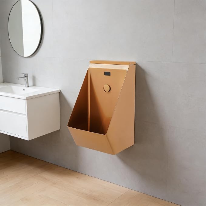 Orinal automático con sensor para montaje en pared, acero inoxidable 304, acabado cepillado dorado rosa miniatura 6
