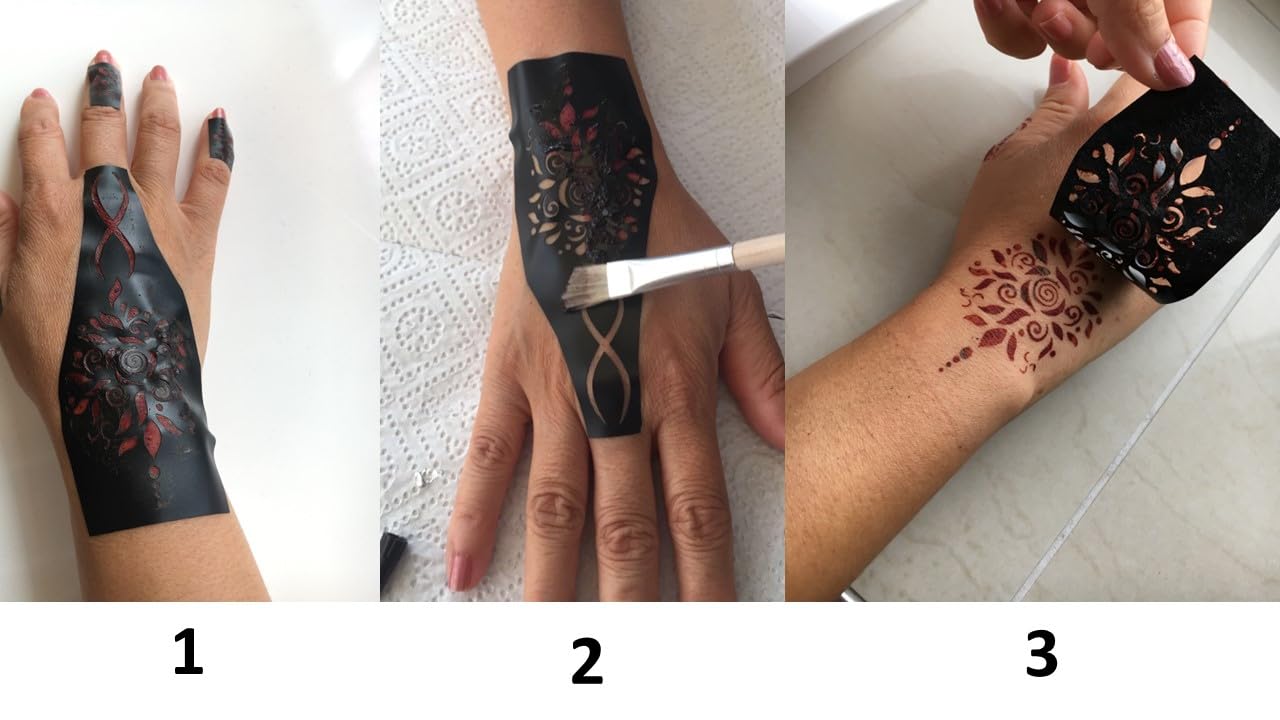 Akcja! Henna szablony do tatuażu 8 sztuk zestaw do jednorazowego użytku do rąk, również do tatuaży brokatowych i tatuaży Air Brush Set Jaiya