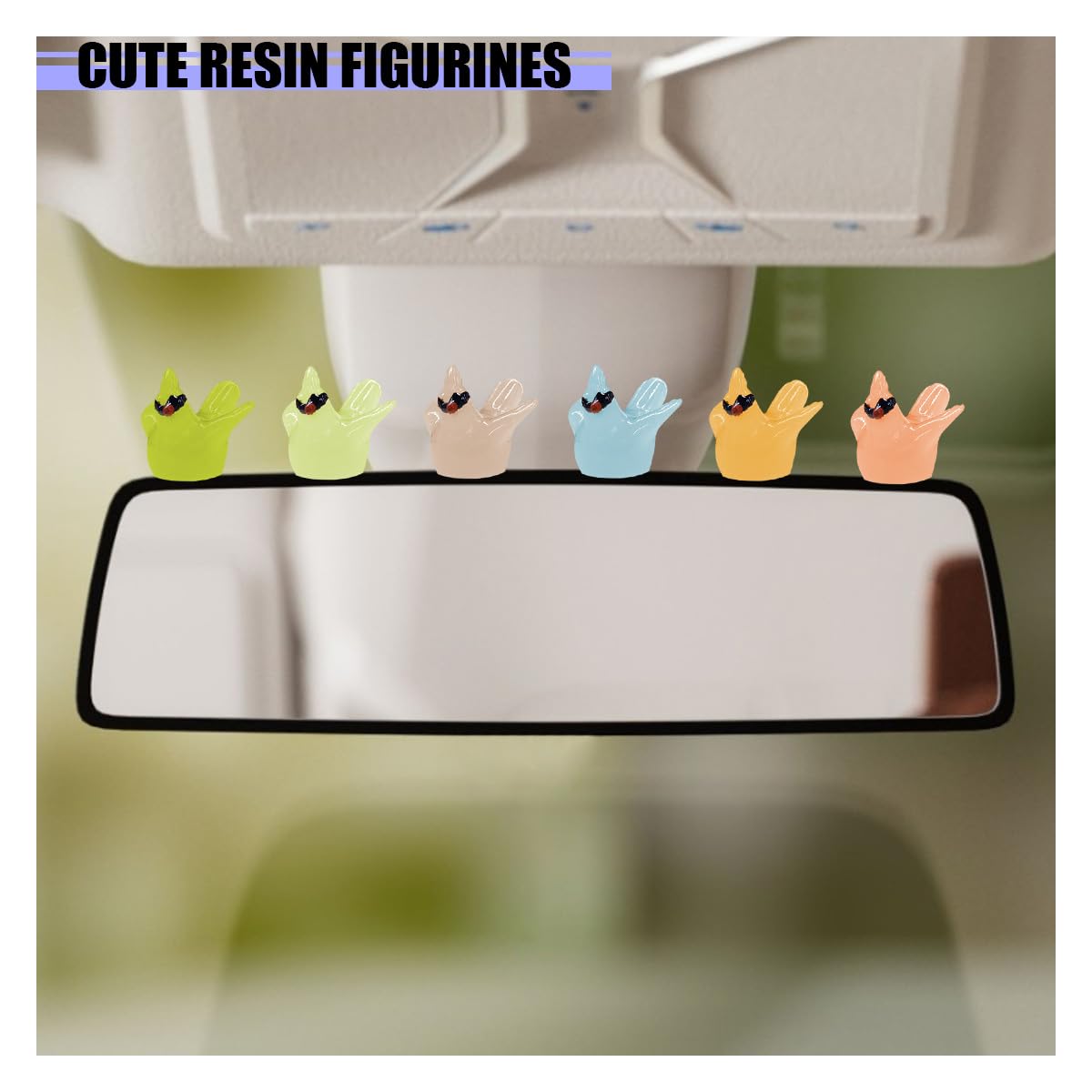 YoRise 6PCS Cute Luminous Hummingbird Car Dashboard Decorations Funny Rear View Mirror Accessories Mini Cartoon Animal Car Decorations — view 4