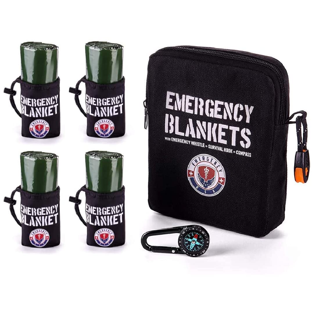 Buy Pack of 4 Emergency Blankets First Aid Blankets Mylar Thermal