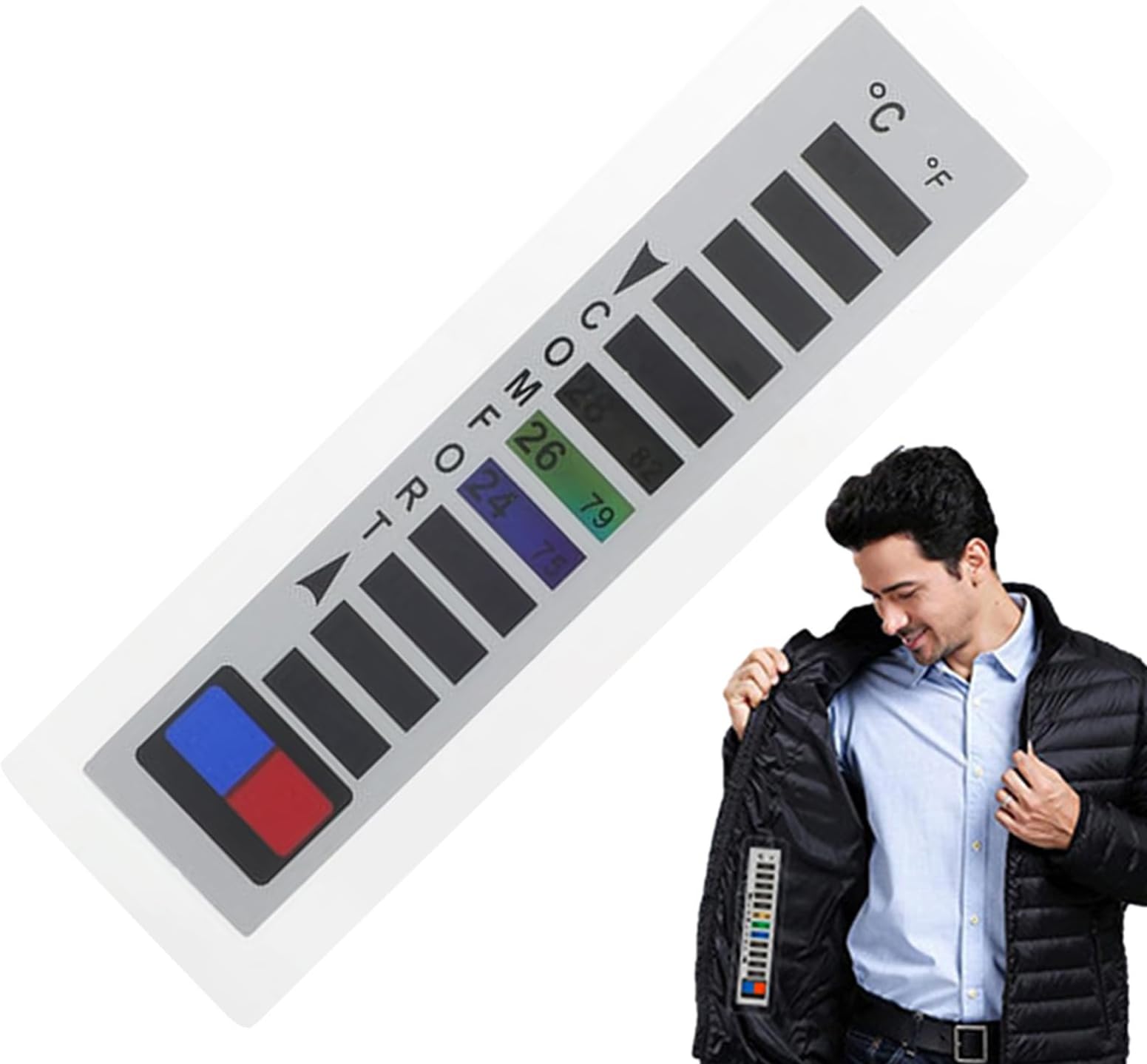Down Coat Temperature Gauge Stick On Liquid Crystal Temperature Strip | Reusable Winter Thermometer Sticker For Jackets Cold Weather Monitoring Indicator Strip