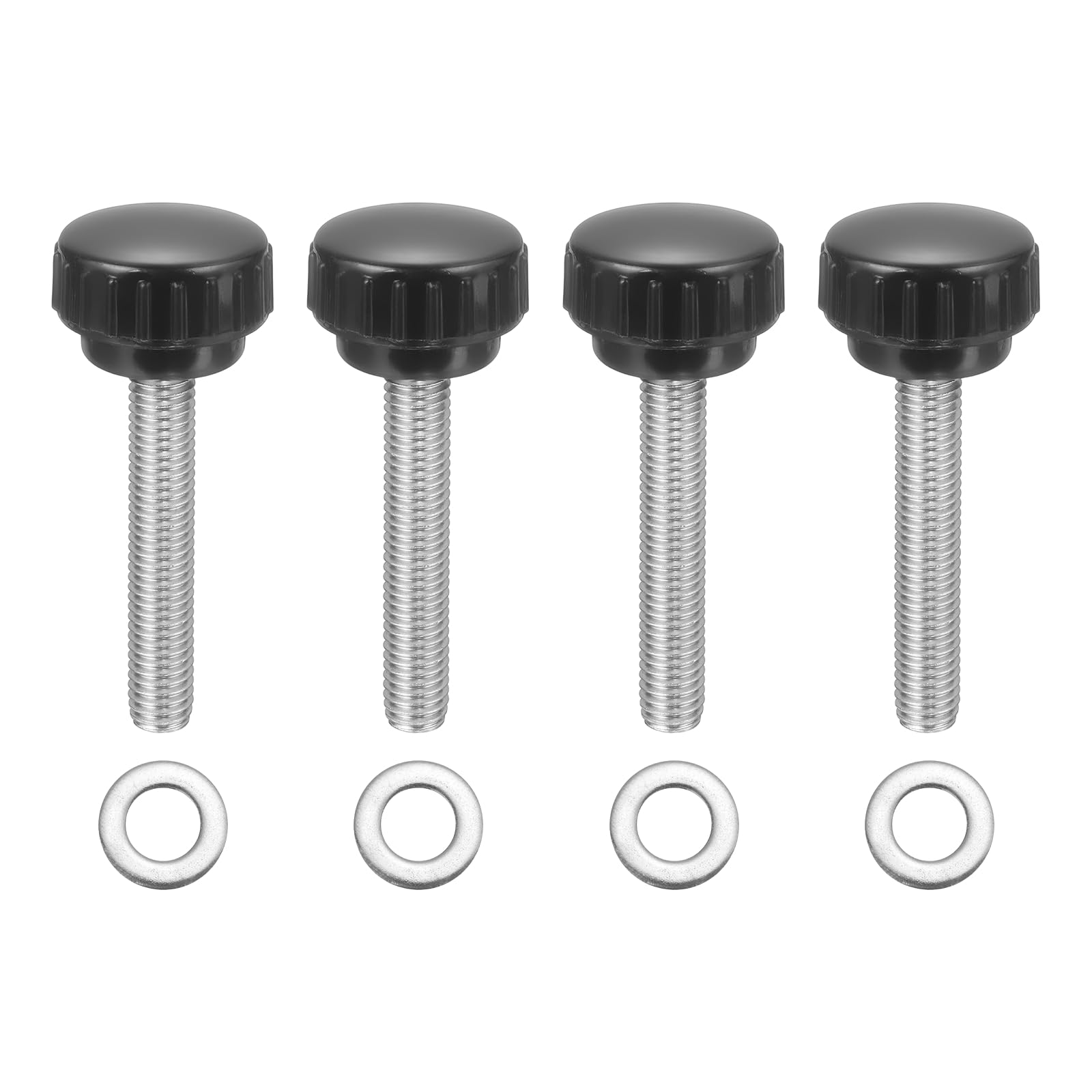 sourcing map 4Pcs Knurled Clamping Knobs, M8 x 45mm Metric 304 Stainless Steel Male Thread Thumb Screws 25mm Width Knurled Handle Bolts Grip with Washers for Machine Umbrella Base Replacement