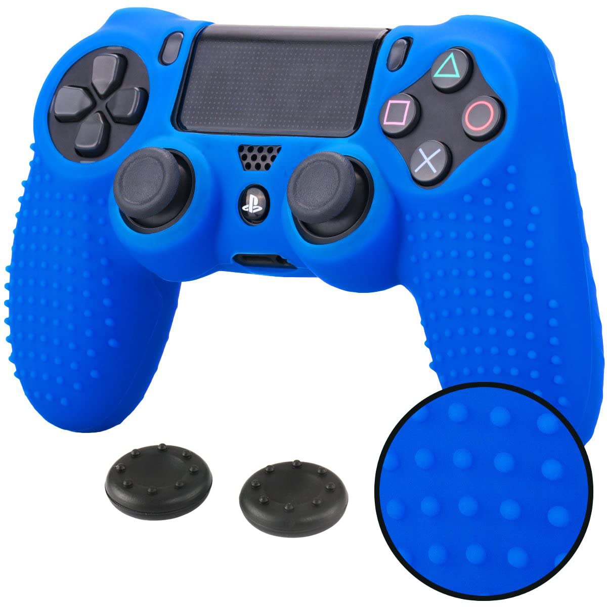 TCOS TECH PS4 Controller Silicone Cover Ultra Grip Anti Slip Protective Case Sleeve for PS4 Controller + 2 Thumb Grips (Blue) (B093HHVD77) Amazon Price History, Amazon Price Tracker