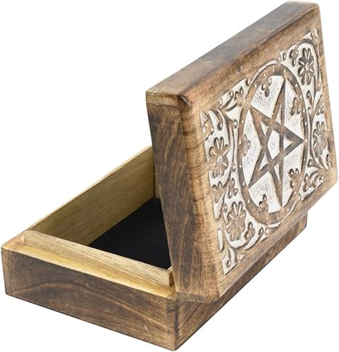 Miniatura 5 de TG, LLC Treasure Gurus - Caja de recuerdos de pentagrama de madera, diseño de pentagrama