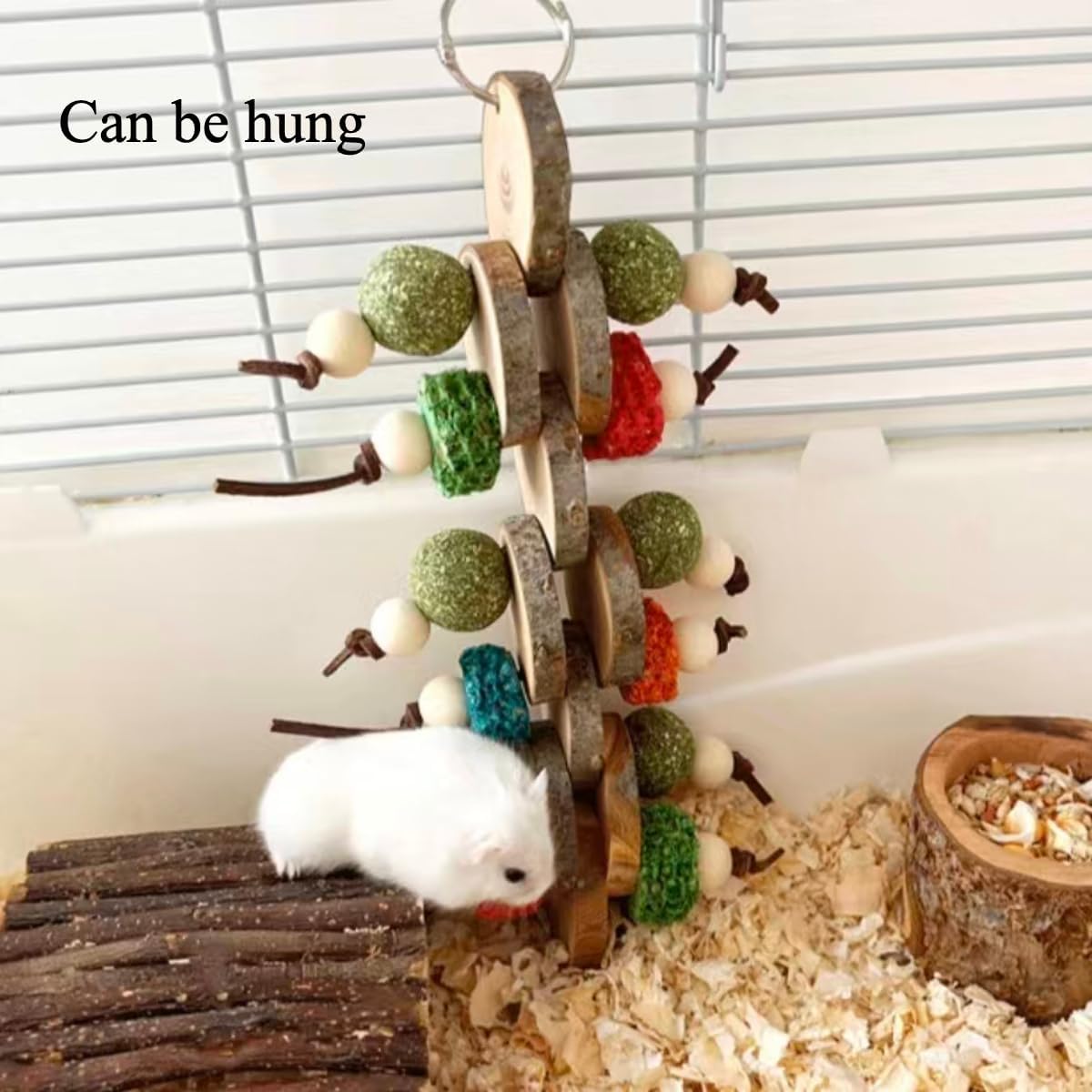 2PCS Bunny Chew Toy, Natural Chewing Toys for Small Animals, Cage Hanging Chew Toys and Treats for Guinea Pigs Chinchillas Hamsters Rats Rabbits and Other Small Pets Teeth Grinding