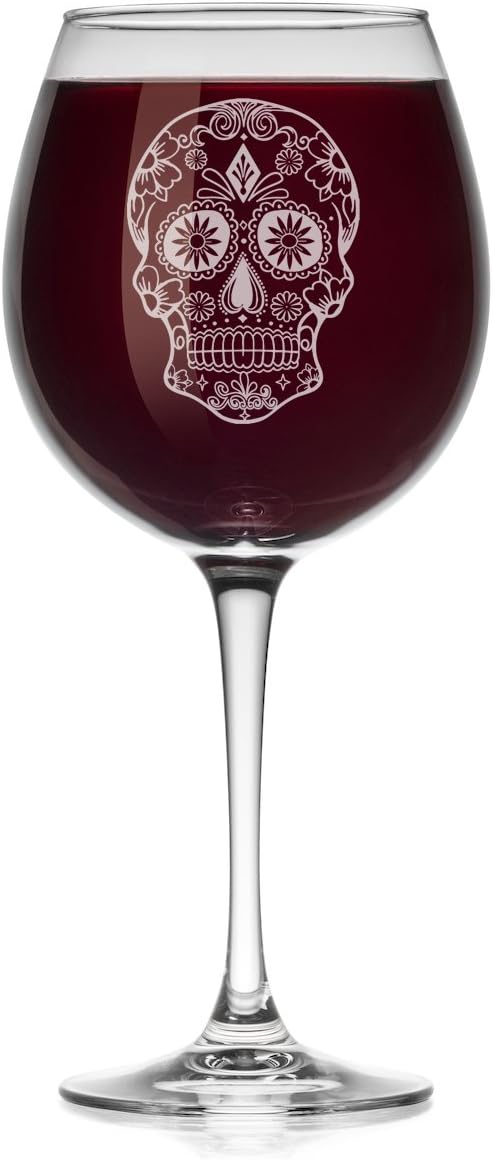 Wine Glass Sugar Candy Skull (Large Stemmed, 20oz)