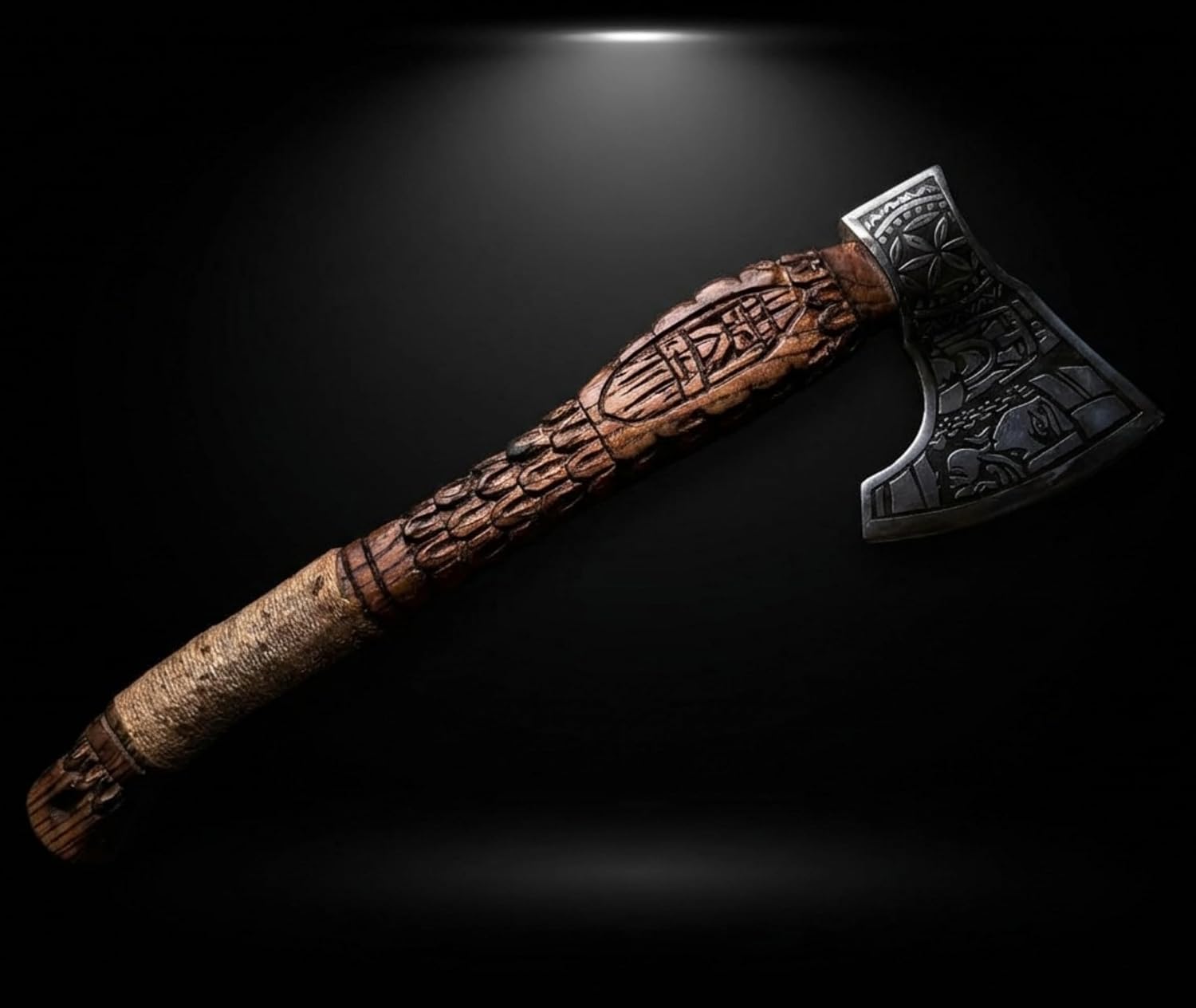 | Custom Handmade Viking Medieval Axes with Gift,Hand Ax, Gifts for Men,Camping Tomahawk,Bearded,Valhalla Axe with Leather Sheath (Battle Axe) (Handmade)