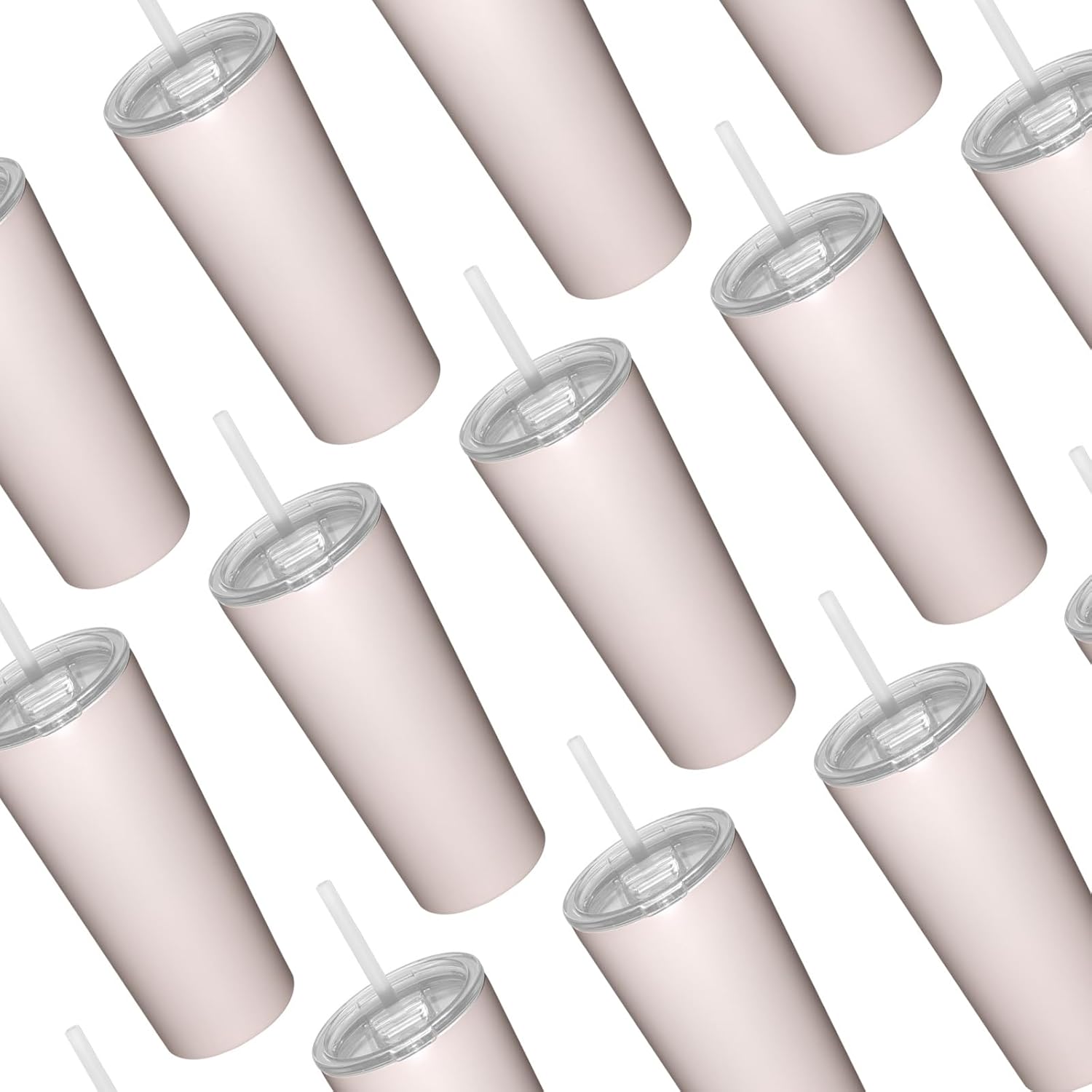 Snack tumbler with lid and straw, stainless steel insulated 2-in-1 travel coffee mug, water bottle with snack cup (Pink Beige, 22, ounces)