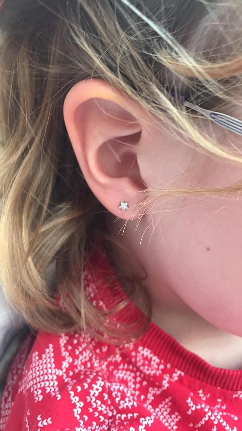 14K Gold Plated Stud Earrings for Women Girls Tiny Flower Stud Earrings Small 925 Sterling Silver Hypoallergenic Cubic Zirconia Helix Cartilage Earrings Piercing Sleeper Studs - Image 4