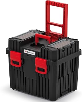 Rolling Workshop Tool Box with Clamping Fasteners Modular Reinforced Wall Structure 45 x 36 x 64 cm (with Plastic Closure)
