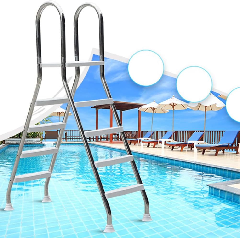 Escalera para piscina elevada 4 peldaños acero inoxidable miniatura 1