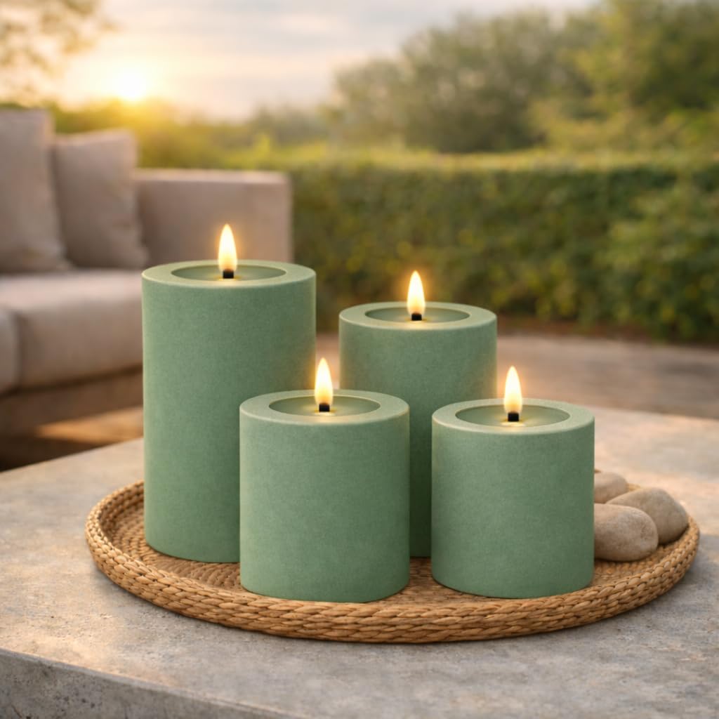 ReWu Candela LED Outdoor Deluxe Homeart Real Flame con funzione timer e specchio di cera, resistente al calore, impermeabile, per esterni, luce bianca calda, senza fiamma