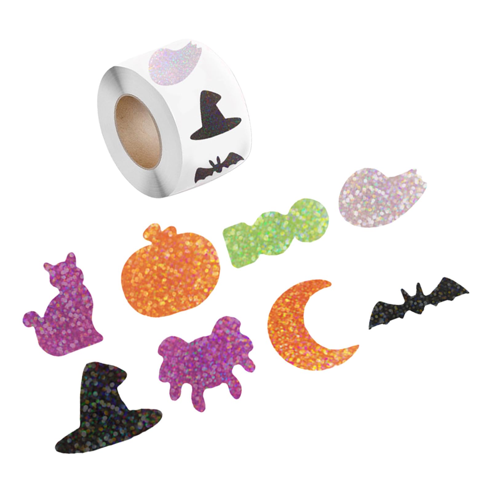 Elnwnnkc 500Pcs Adhesive Halloweens Sticker with Glowing Pumpkin Pattern Elegant Decal Great for Gift Decorating Projects Pumpkin Lasered Sticker