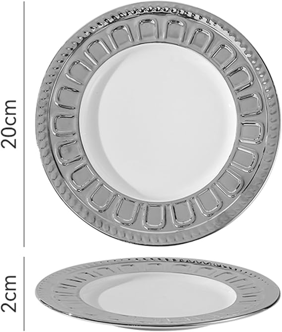 Kitchen Plate, Creative Roman Relief Dinner Plate, Service Plate for Restaurant Hotel Party, Stackable Dinnerware, Multiple Shapes(Size:20 * 20 * 2CM,Color:D)