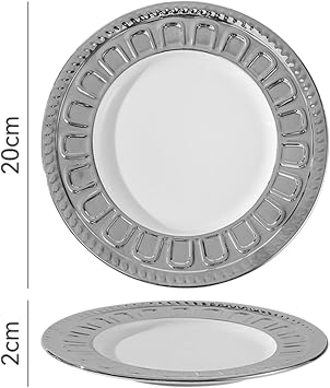 Kitchen Plate, Creative Roman Relief Dinner Plate, Service Plate for Restaurant Hotel Party, Stackable Dinnerware, Multiple Shapes(Size:20 * 20 * 2CM,Color:D)
