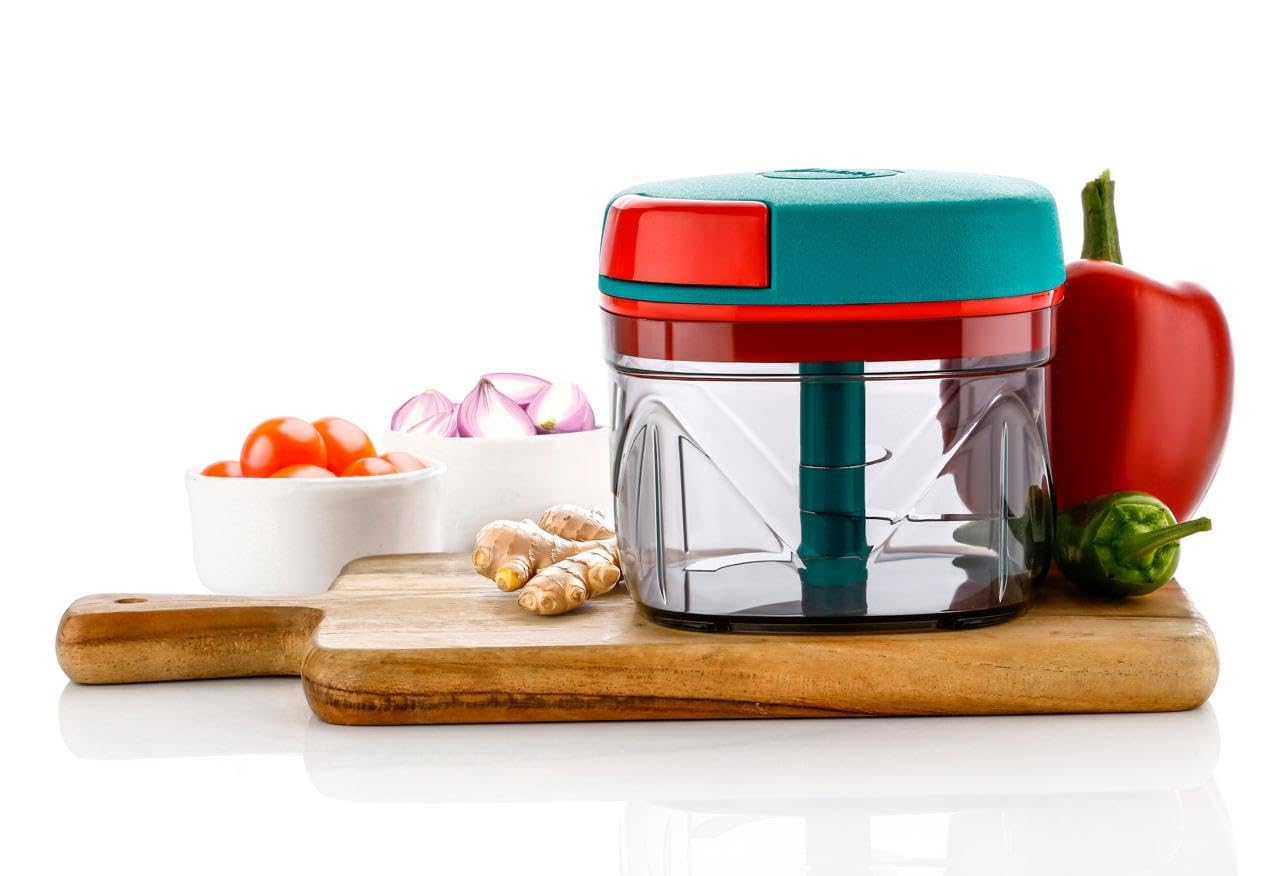 Xmart India Handy Vegetable Chopper, 3 Stainless Steel Blades, Manual String Pull Chopper for Onion, Fruits, Dry Fruits, Salad, Nuts, Kitchen Dori Cutter & Food Processor-700 Ml